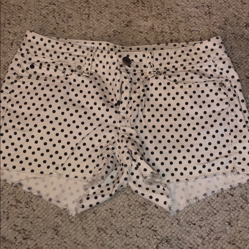 Polka dot cut off jean shorts